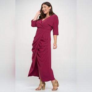 NEW NWOT LIVD Magenta Dolman Wrap Maxi Dress 3XL